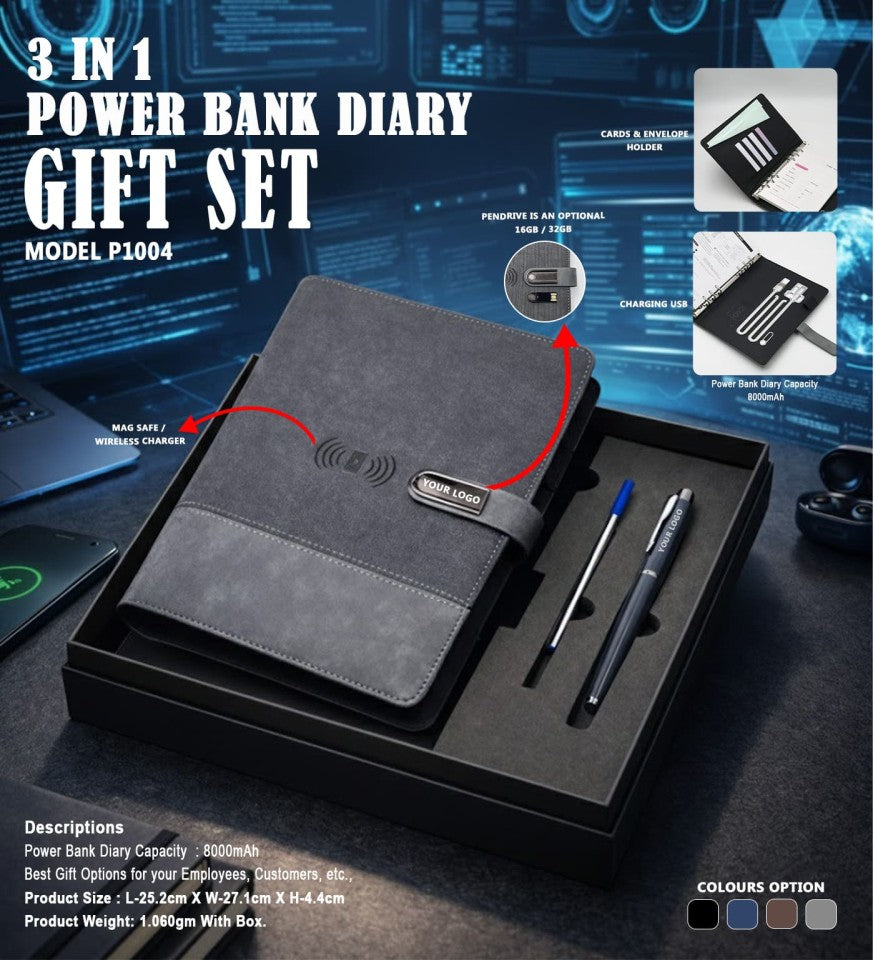 3 IN 1 GIFT SET Power Bank Planner Diary