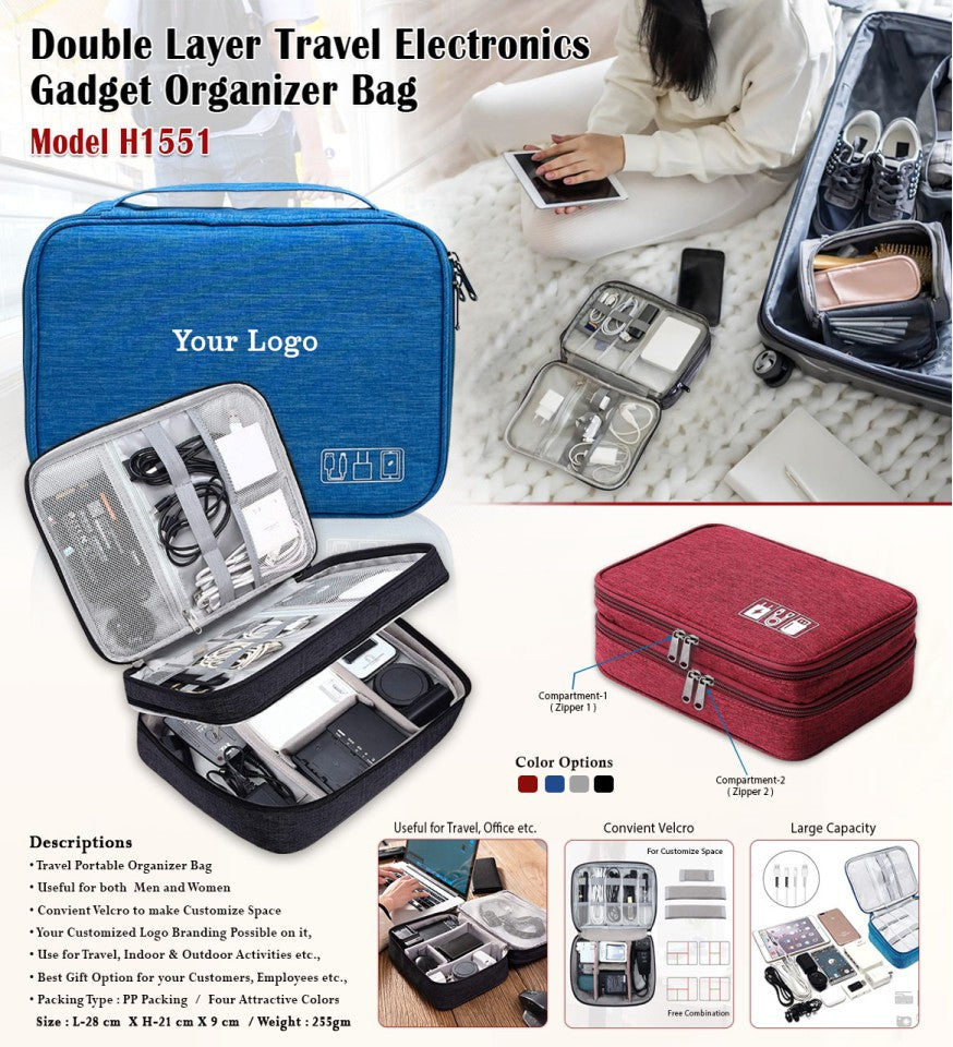 Double Layer Travel Gadget Organizer Bag