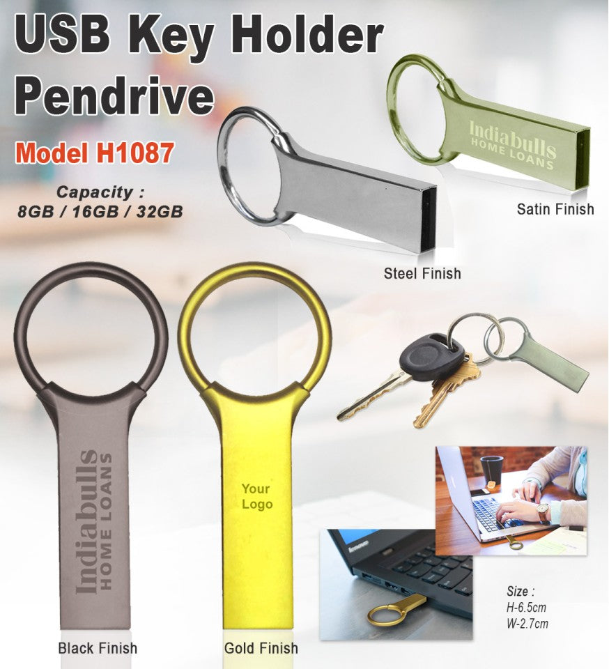 USB Key Holder Pendrive - Gold
