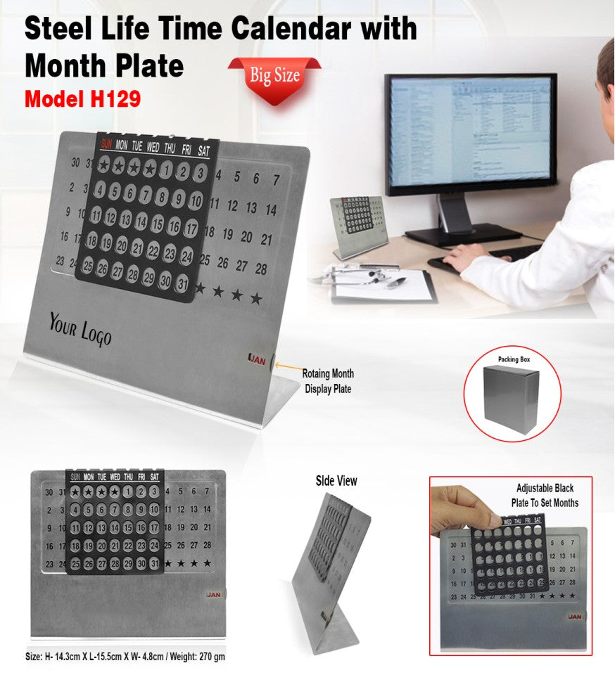 Steel Life Time Calender with Month Plate