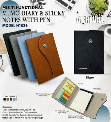 Memo Diary with Sticky Notes &  Pen