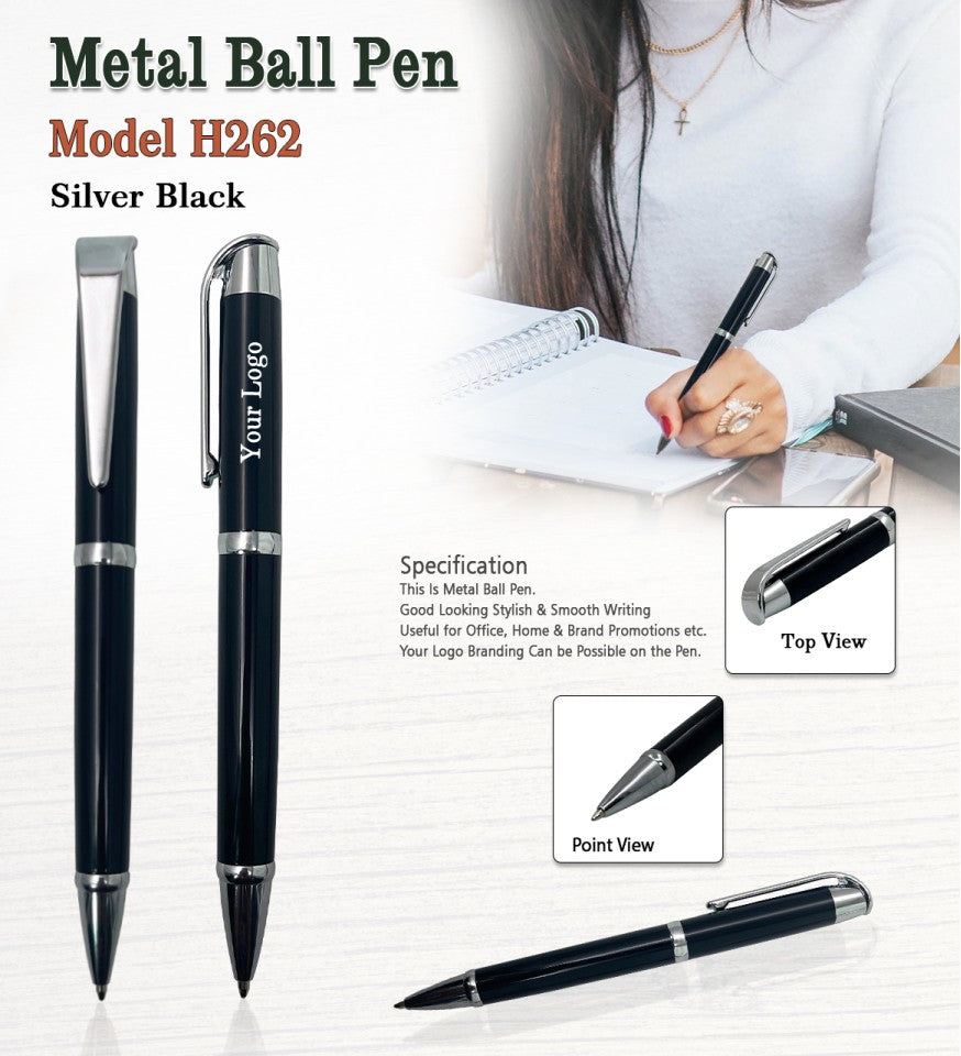 Metal Ball Pen - Silver Black