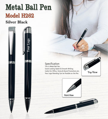 Metal Ball Pen - Silver Black