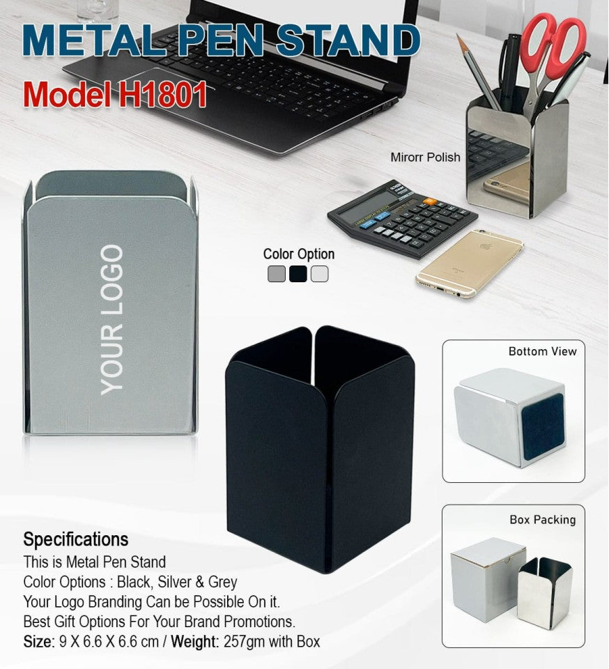 Metal Pen Stand - Grey