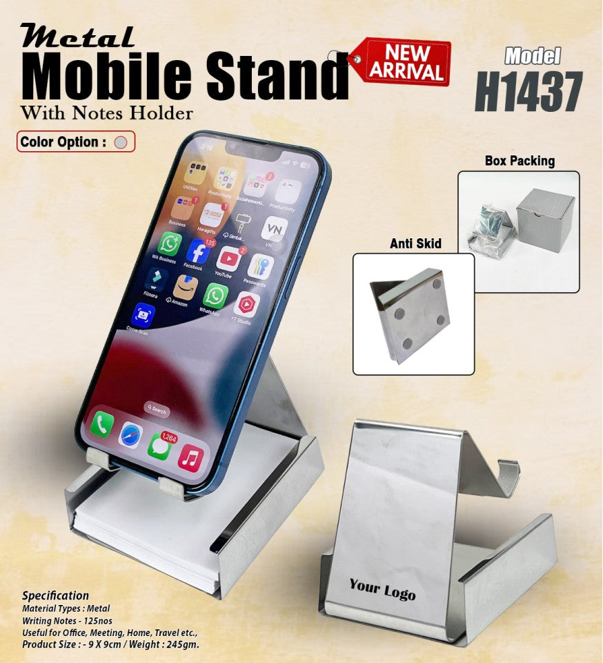 Metal Mobile Stand With Notes Holder