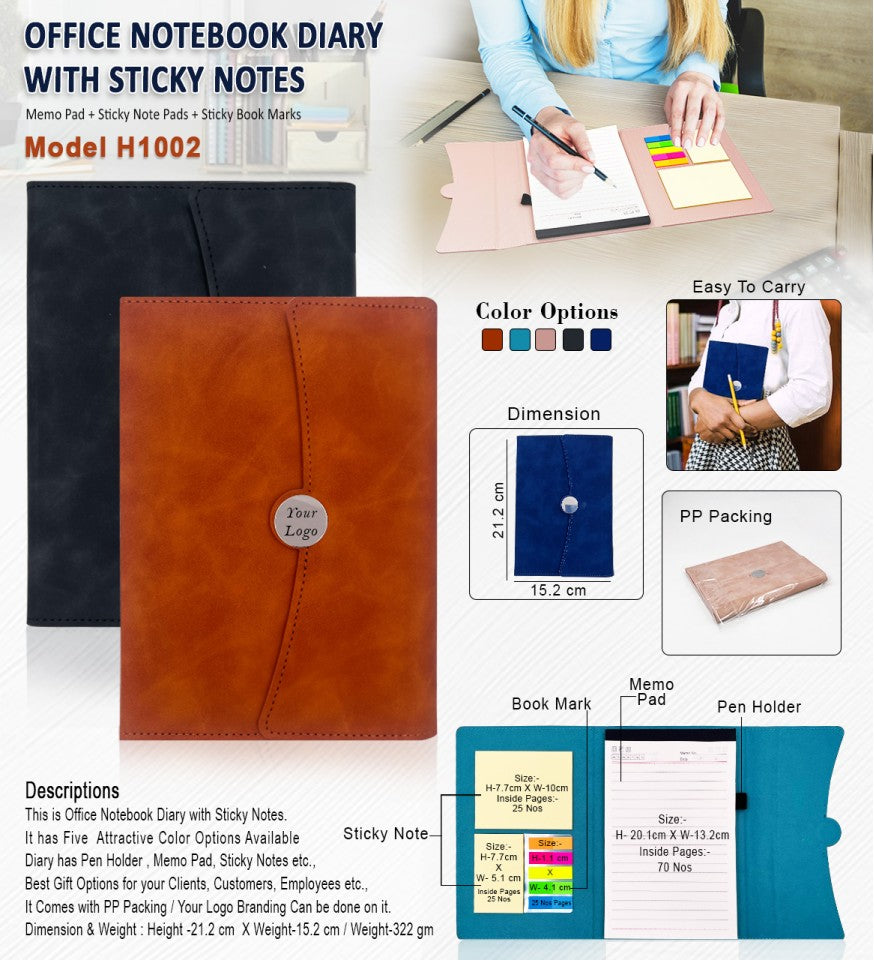 Office Notebook Diary with Sticky Notes | H1002