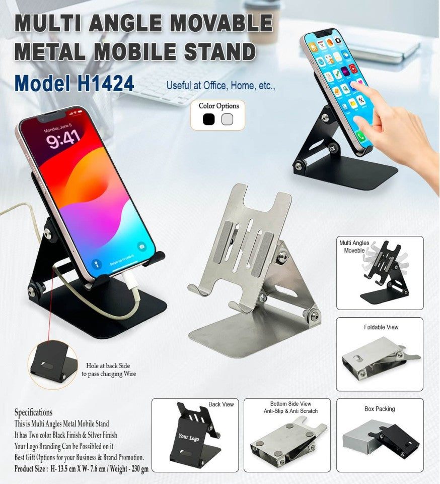 Multi Angles Metal Mobile Stand - Black