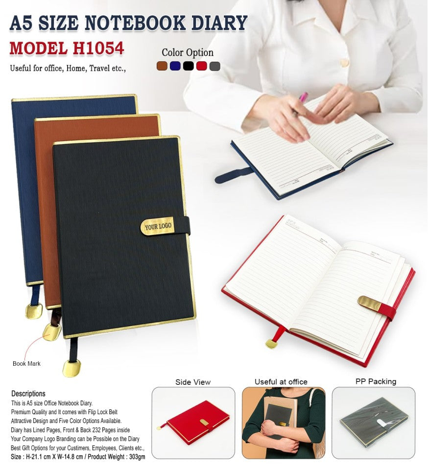 Branded A5 PU Leather Office Notebook Diary – 5 Colors with Custom Logo Option