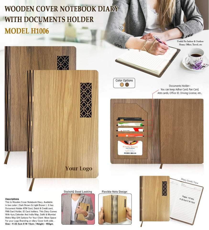 Wooden Cover Notebook Diary – H1006